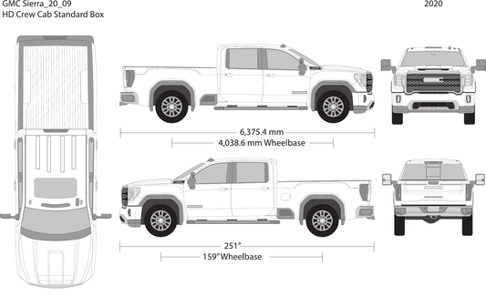 2020 GMC Sierra 2500-3500 HD vector wrap template V09, Design-Ready PDF - GravBase