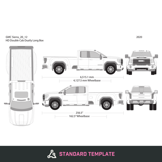 2020 GMC Sierra 2500-3500 HD vector wrap template V12, Design-Ready PDF - GravBase