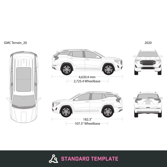 2020 GMC Terrain vector wrap template, Design-Ready PDF - GravBase