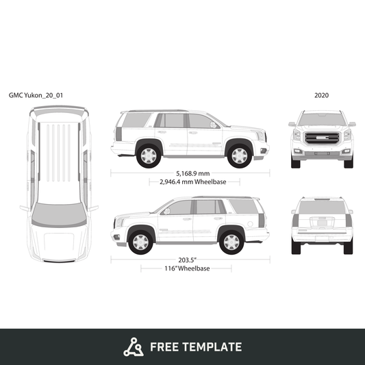 2020 GMC Yukon free vector vehicle wrap template - GravBase