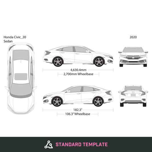 2020 Honda Civic Sedan vector wrap template, Design-Ready PDF - GravBase