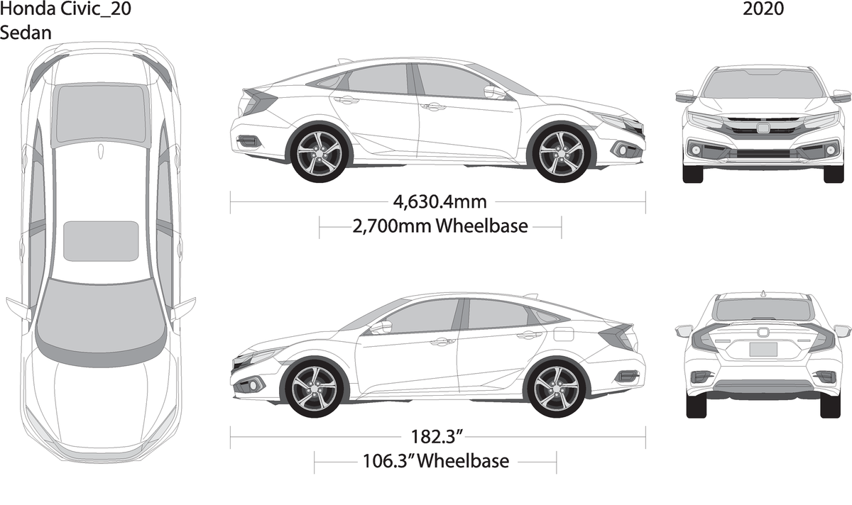2020 Honda Civic Sedan V20 Vehicle Wrap Template