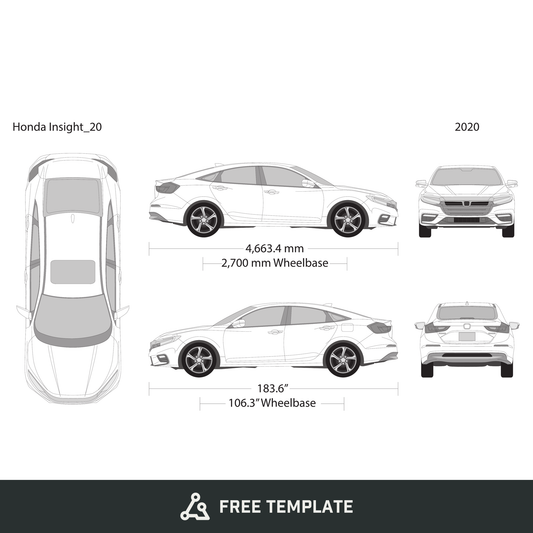 2020 Honda Insight free vector vehicle wrap template - GravBase