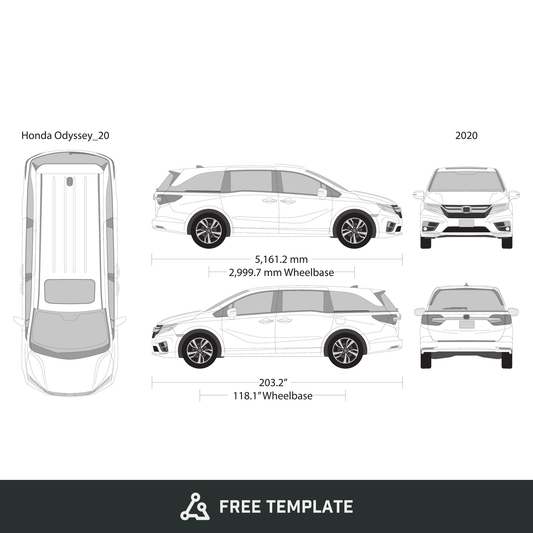 2020 Honda Odyssey free vector vehicle wrap template - GravBase
