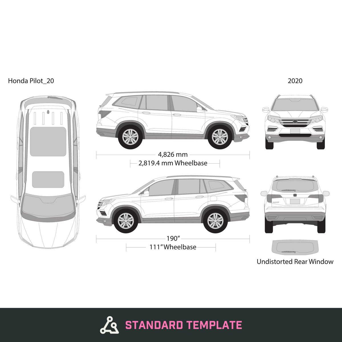 2020 Honda Pilot vector wrap template, Design-Ready PDF - GravBase