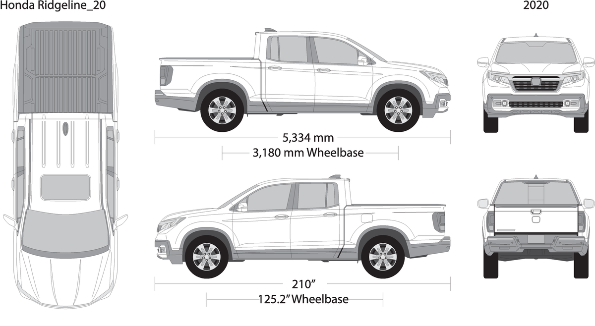 2020 Honda Ridgeline V20 Vehicle Wrap Template