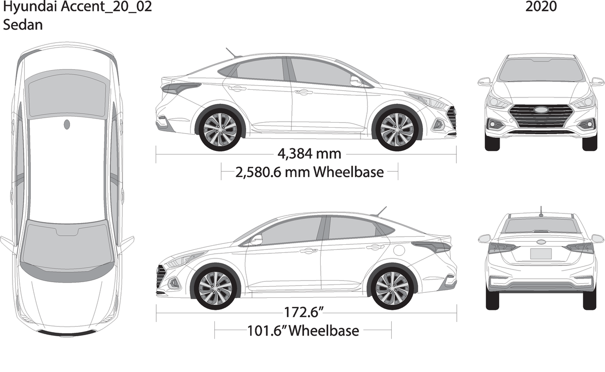 2020 Hyundai Accent Sedan V02 Vehicle Wrap Template