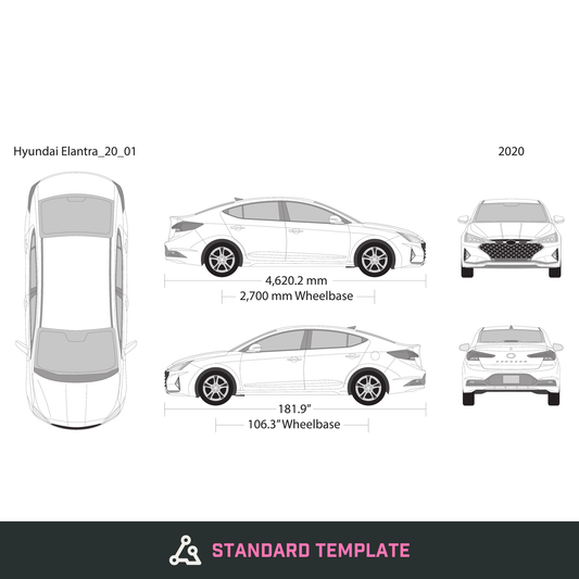 2020 Hyundai Elantra vector wrap template, Design-Ready PDF - GravBase