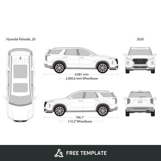 2020 Hyundai Palisade free vector vehicle wrap template - GravBase