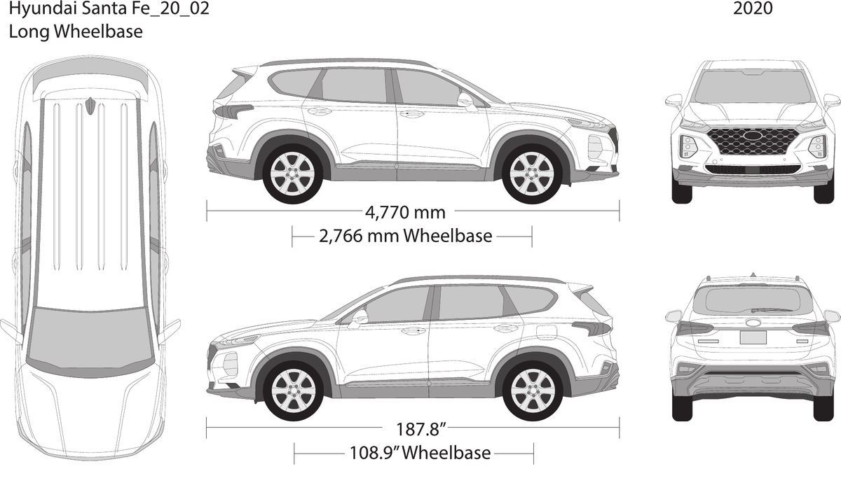 2020 Hyundai Santa Fe vector wrap template, Design-Ready PDF - GravBase
