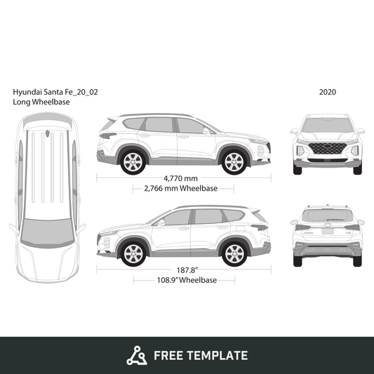2020 Hyundai Santa Fe free vector vehicle wrap template - GravBase