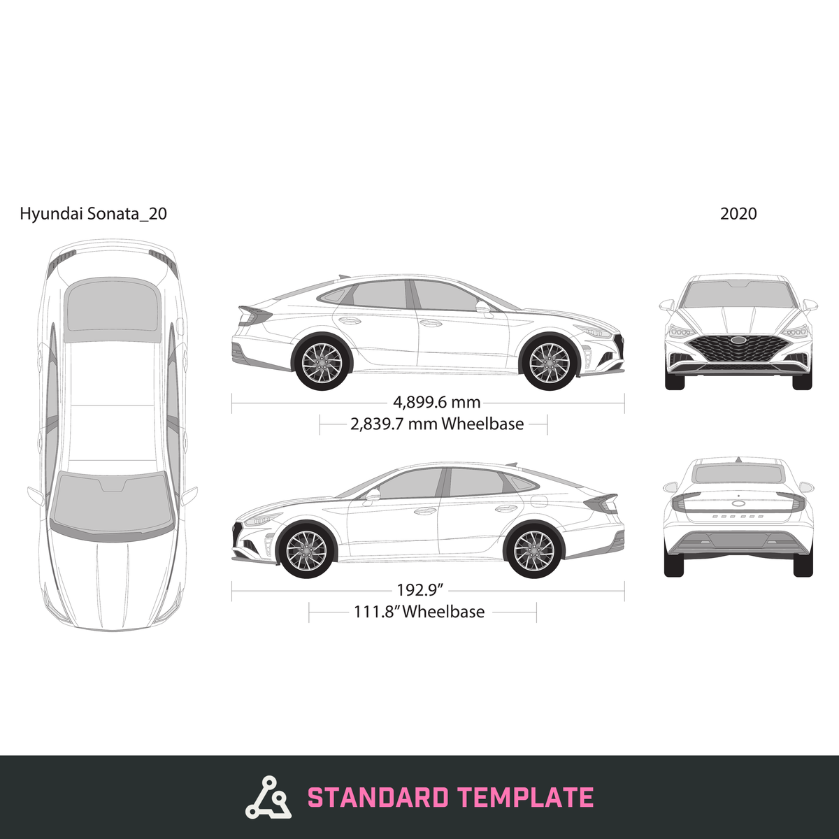 2020 Hyundai Sonata vector wrap template, Design-Ready PDF - GravBase