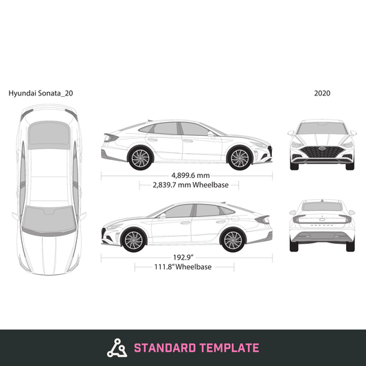 2020 Hyundai Sonata vector wrap template, Design-Ready PDF - GravBase