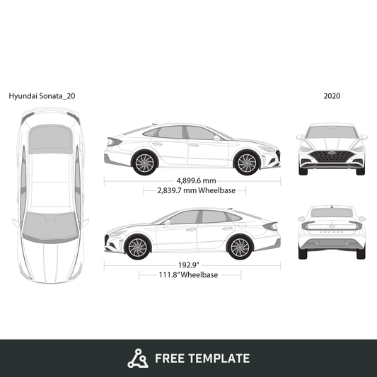2020 Hyundai Sonata free vector vehicle wrap template - GravBase