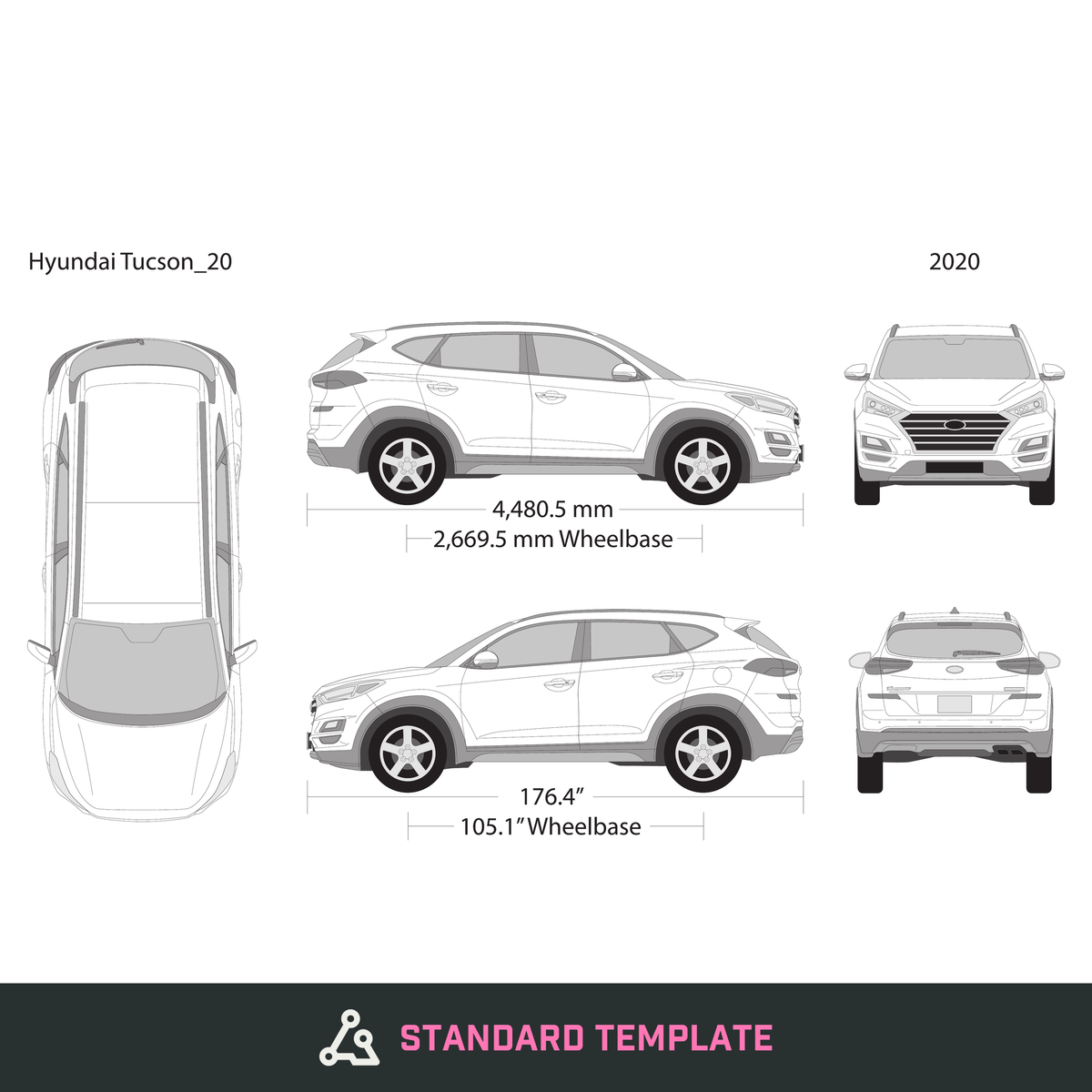 2020 Hyundai Tucson vector wrap template, Design-Ready PDF - GravBase