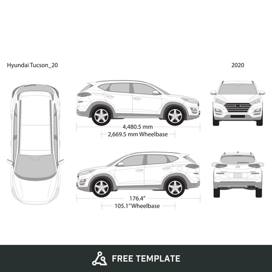 2020 Hyundai Tucson free vector vehicle wrap template - GravBase