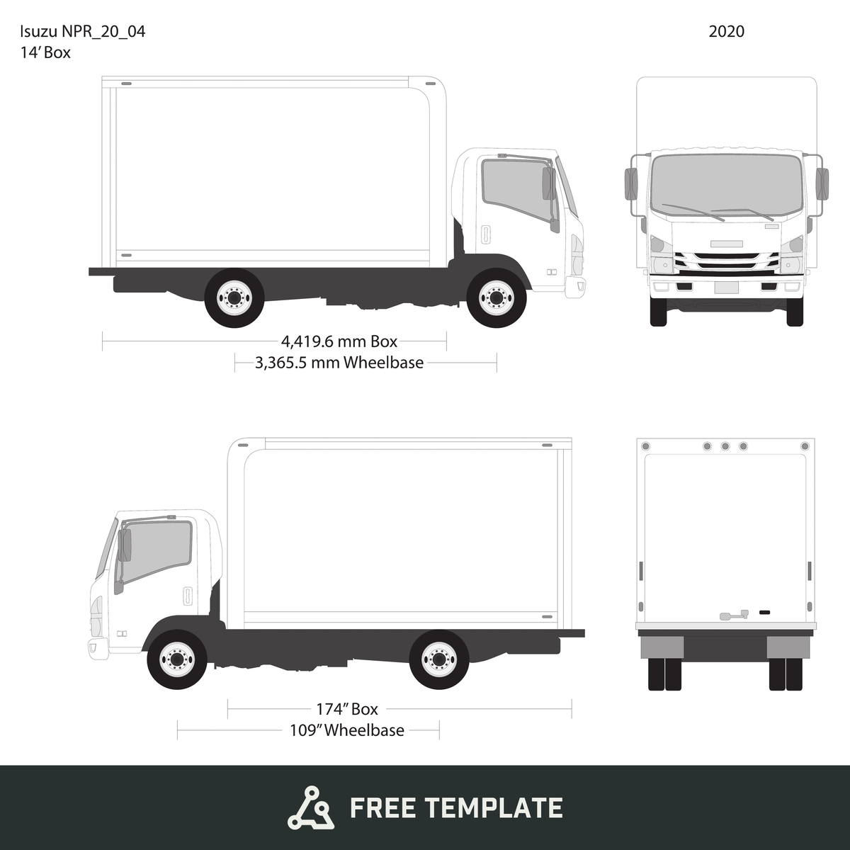 2020 Isuzu NPR free vector vehicle wrap template - GravBase