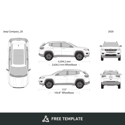 2020 Jeep Compass free vector vehicle wrap template - GravBase