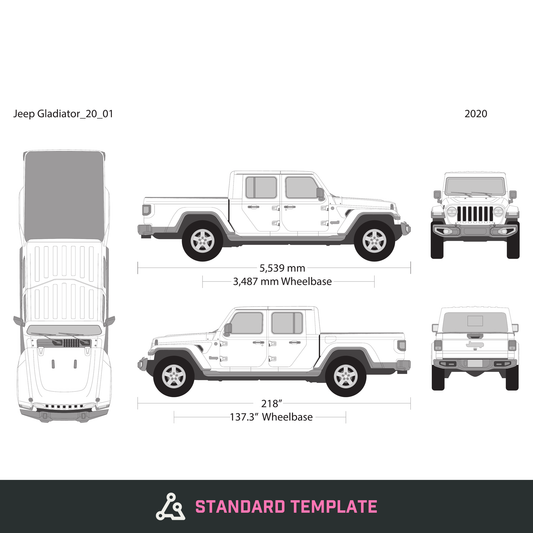 2020 Jeep Gladiator vector wrap template, Design-Ready PDF - GravBase