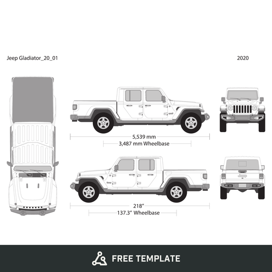 2020 Jeep Gladiator free vector vehicle wrap template - GravBase
