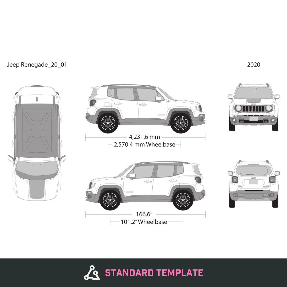 2020 Jeep Renegade vector wrap template, Design-Ready PDF - GravBase