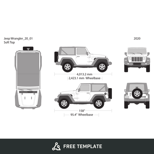 2020 Jeep Wrangler free vector vehicle wrap template - GravBase