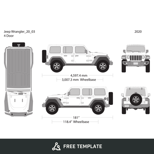 2020 Jeep Wrangler free vector vehicle wrap template - GravBase