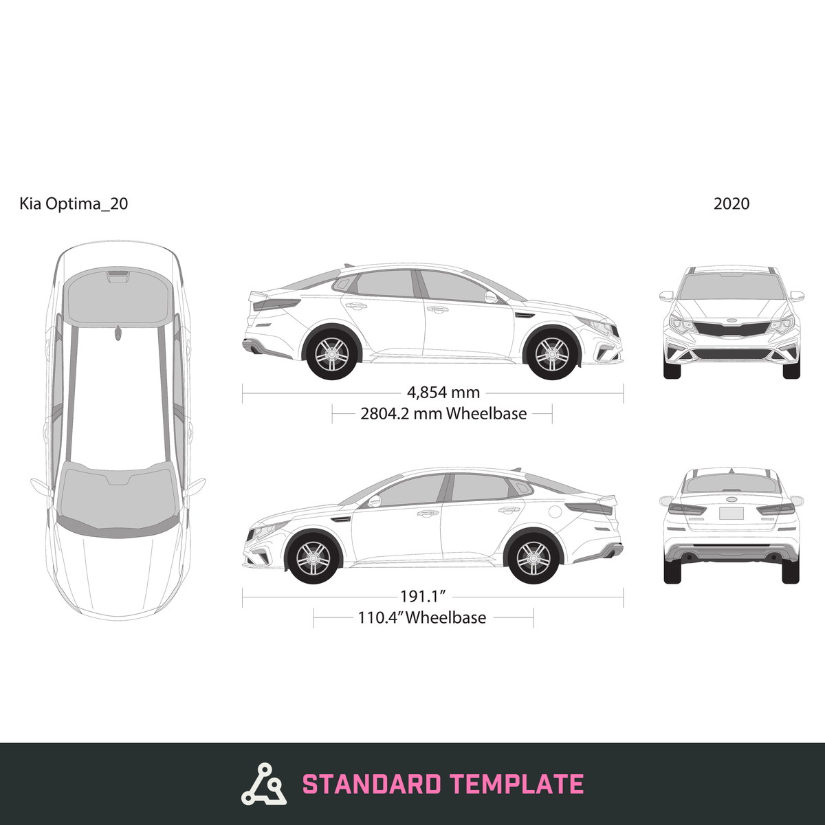 2020 Kia Optima vector wrap template, Design-Ready PDF - GravBase