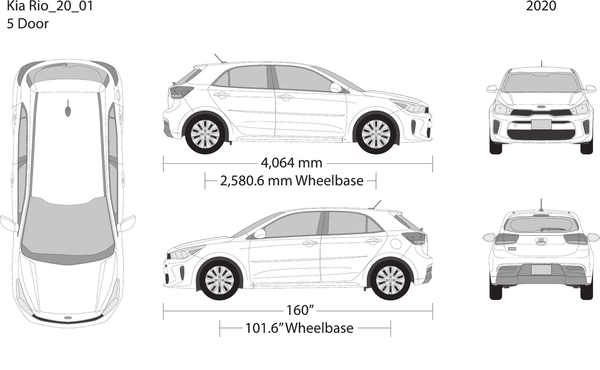 2020 Kia Rio5 vector wrap template, Design-Ready PDF - GravBase