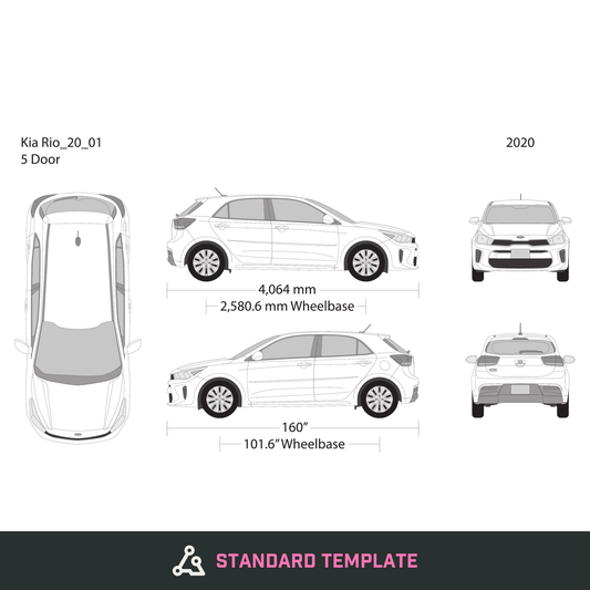2020 Kia Rio5 vector wrap template, Design-Ready PDF - GravBase