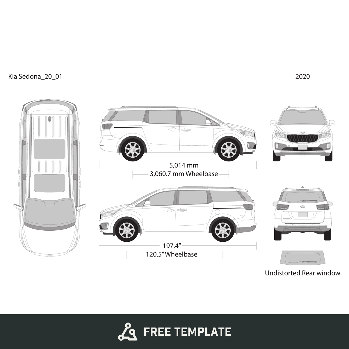 2020 Kia Sedona free vector vehicle wrap template - GravBase