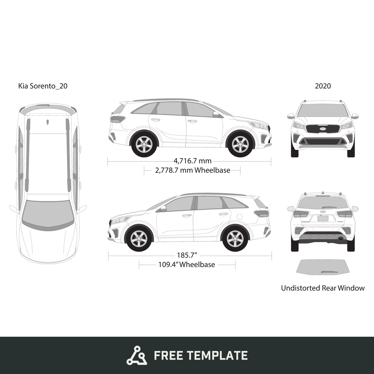 2020 Kia Sorento free vector vehicle wrap template - GravBase