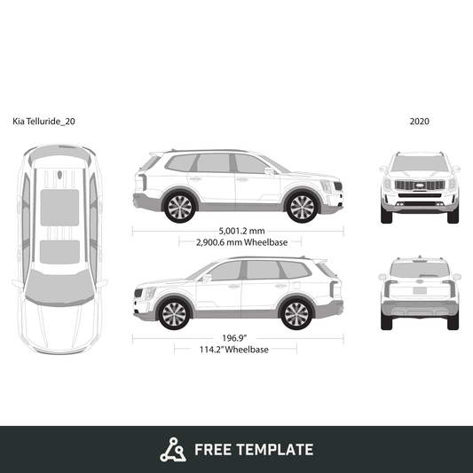 2020 Kia Telluride free vector vehicle wrap template - GravBase
