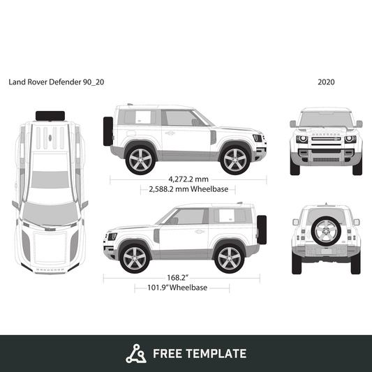 2020 Land Rover Defender 90 free vector vehicle wrap template - GravBase