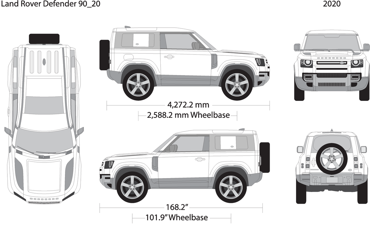 2020 Land Rover Defender Defender 90 V20 Vehicle Wrap Template