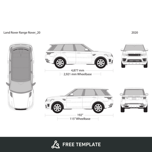 2020 Land Rover Range Rover Sport free vector vehicle wrap template - GravBase