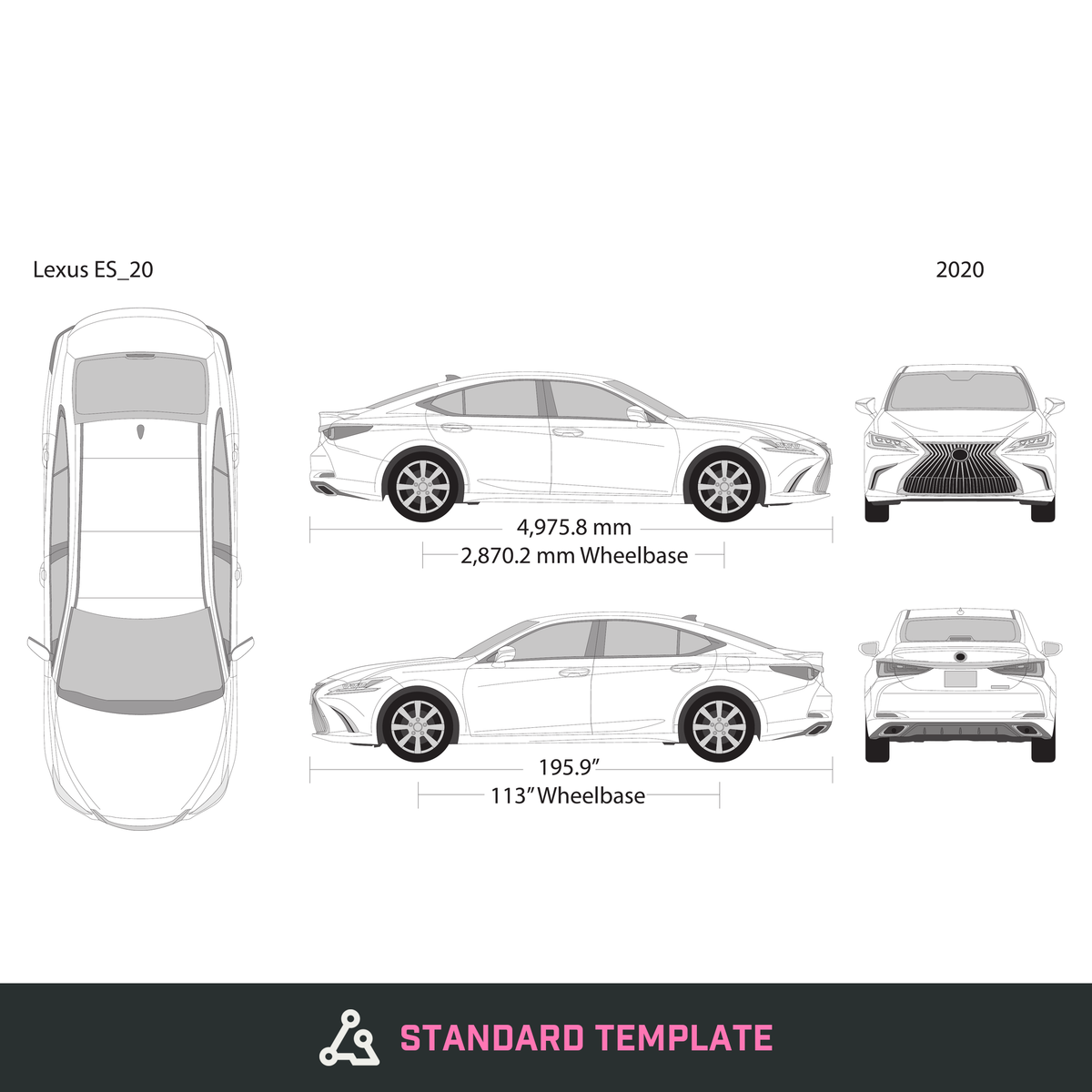 2020 Lexus ES vector wrap template, Design-Ready PDF - GravBase