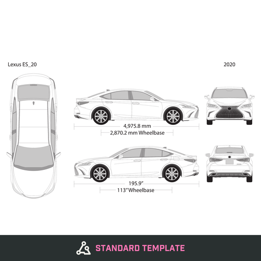 2020 Lexus ES vector wrap template, Design-Ready PDF - GravBase