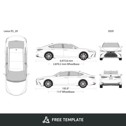 2020 Lexus ES free vector vehicle wrap template - GravBase
