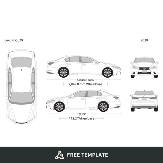 2020 Lexus GS free vector vehicle wrap template - GravBase