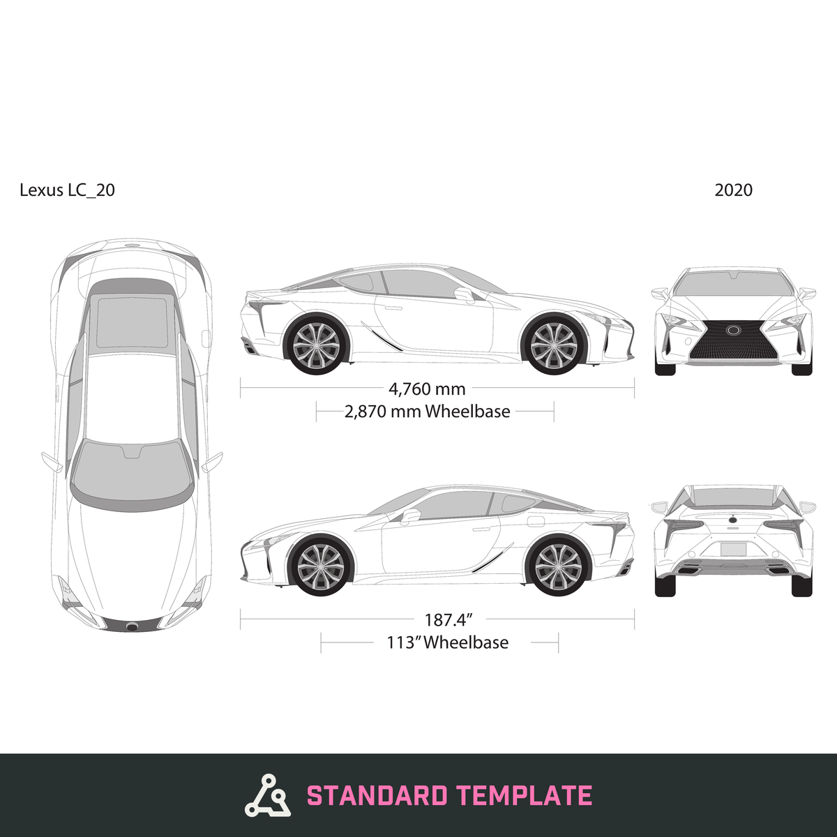 2020 Lexus LC vector wrap template, Design-Ready PDF - GravBase