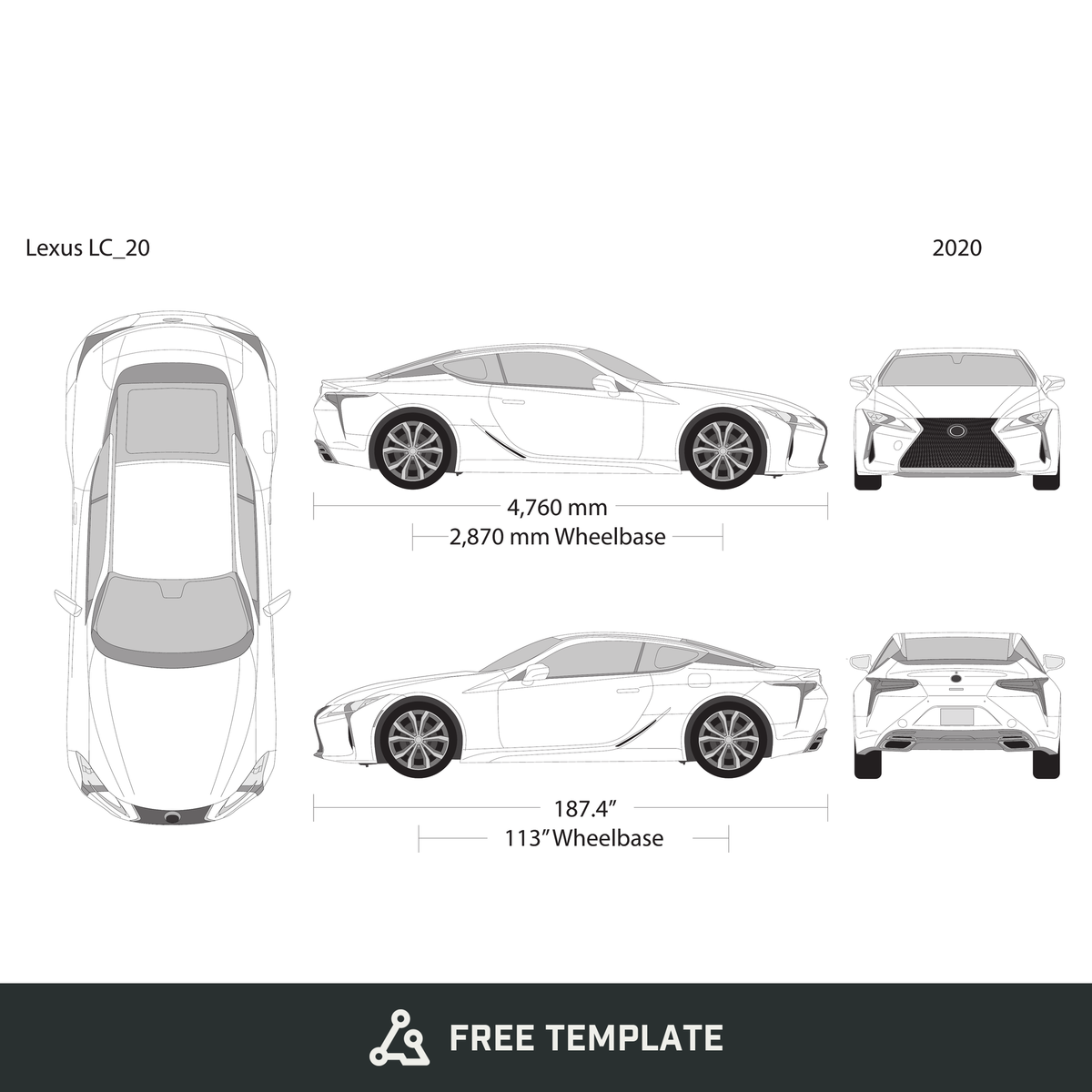 2020 Lexus LC free vector vehicle wrap template - GravBase