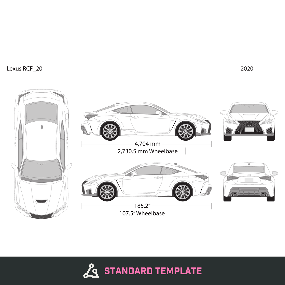 2020 Lexus RCF vector wrap template, Design-Ready PDF - GravBase