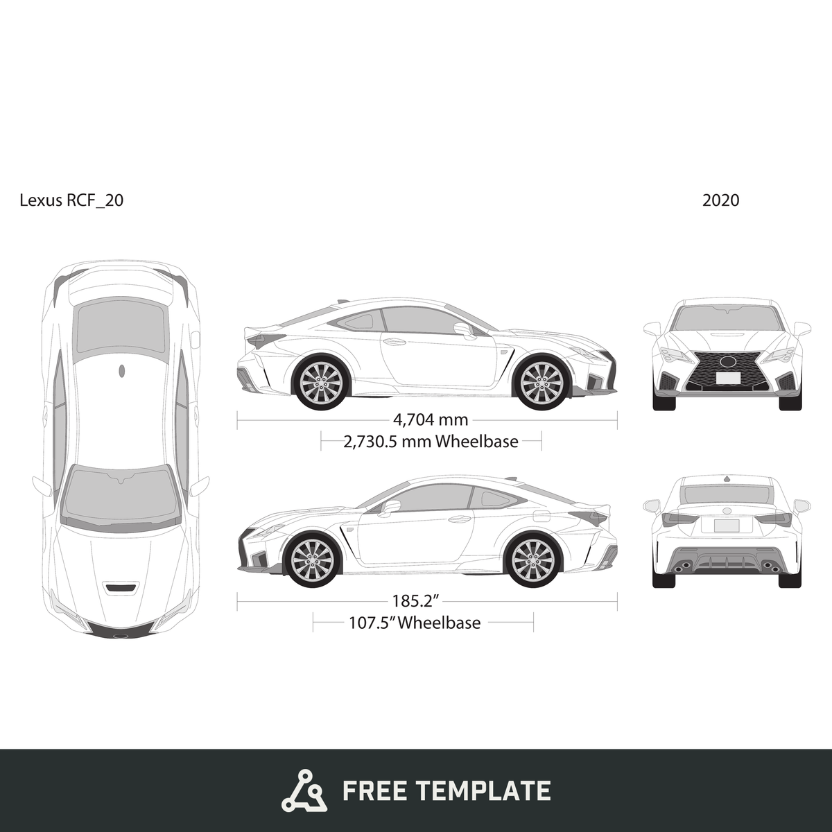 2020 Lexus RCF free vector vehicle wrap template - GravBase