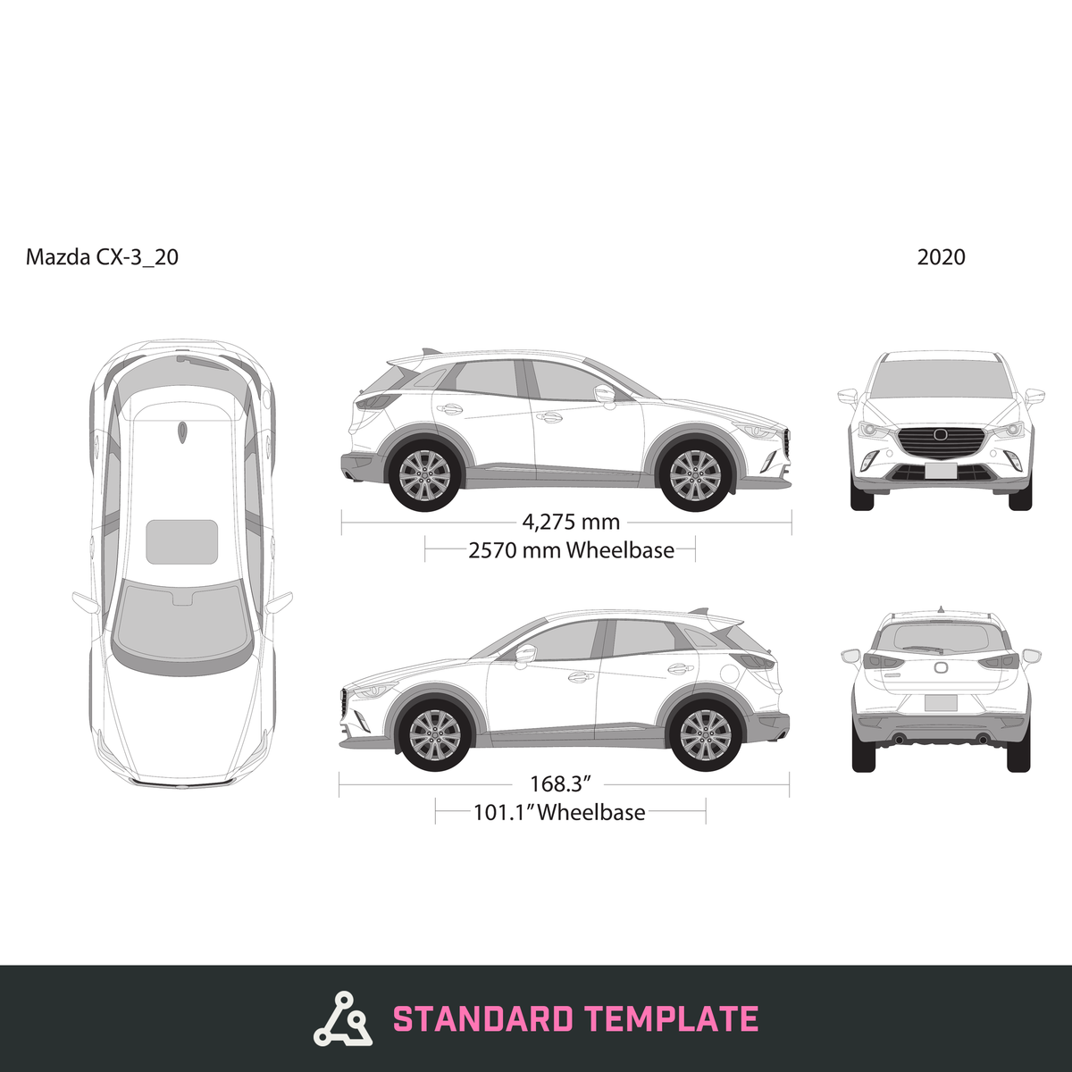 2020 Mazda CX-3 vector wrap template, Design-Ready PDF - GravBase