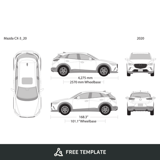 2020 Mazda CX-3 free vector vehicle wrap template - GravBase