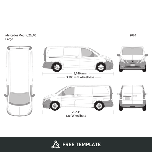 2020 Mercedes Metris free vector vehicle wrap template - GravBase