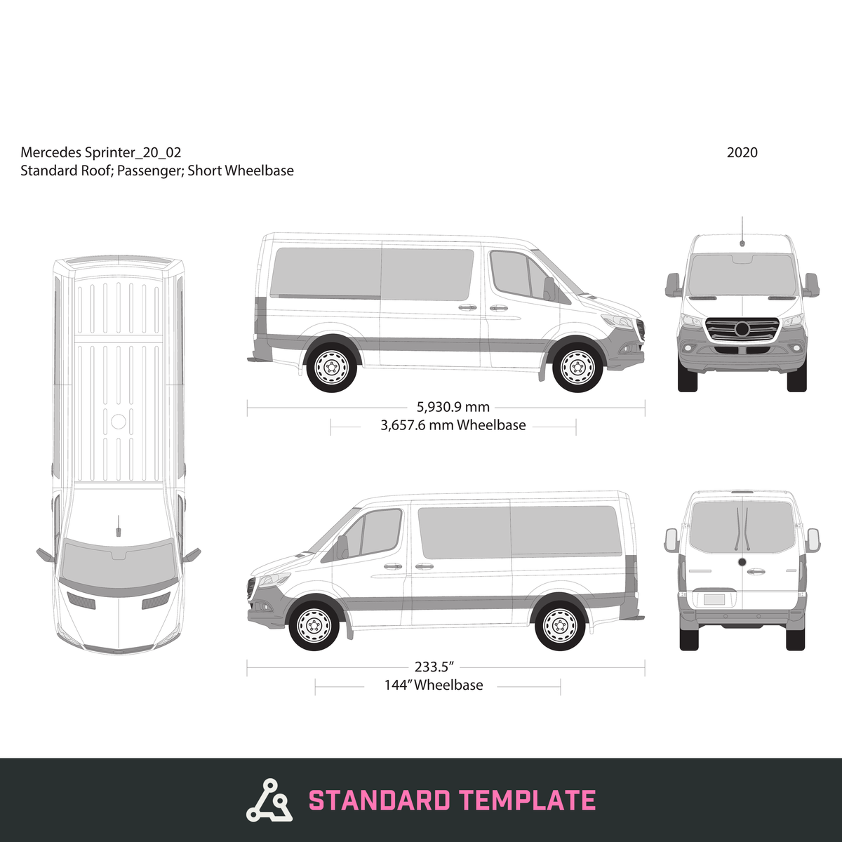 2020 Mercedes Sprinter vector wrap template V02, Design-Ready PDF - GravBase