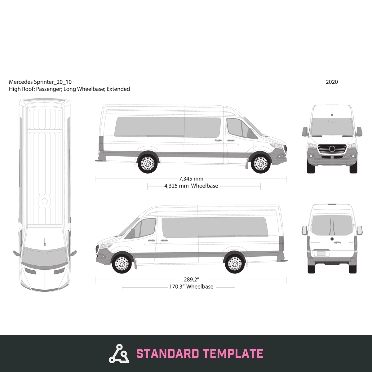 2020 Mercedes Sprinter vector wrap template V10, Design-Ready PDF - GravBase