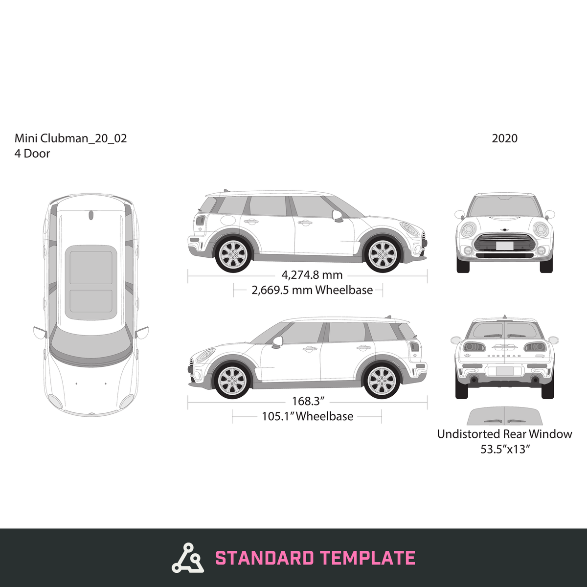 2020 Mini Cooper Mini Clubman vector wrap template, Design-Ready PDF - GravBase